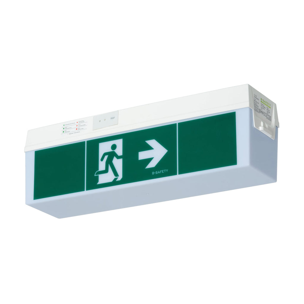LED rømningsskilt C-Lux Standard sentralforsyning IP54 forfra