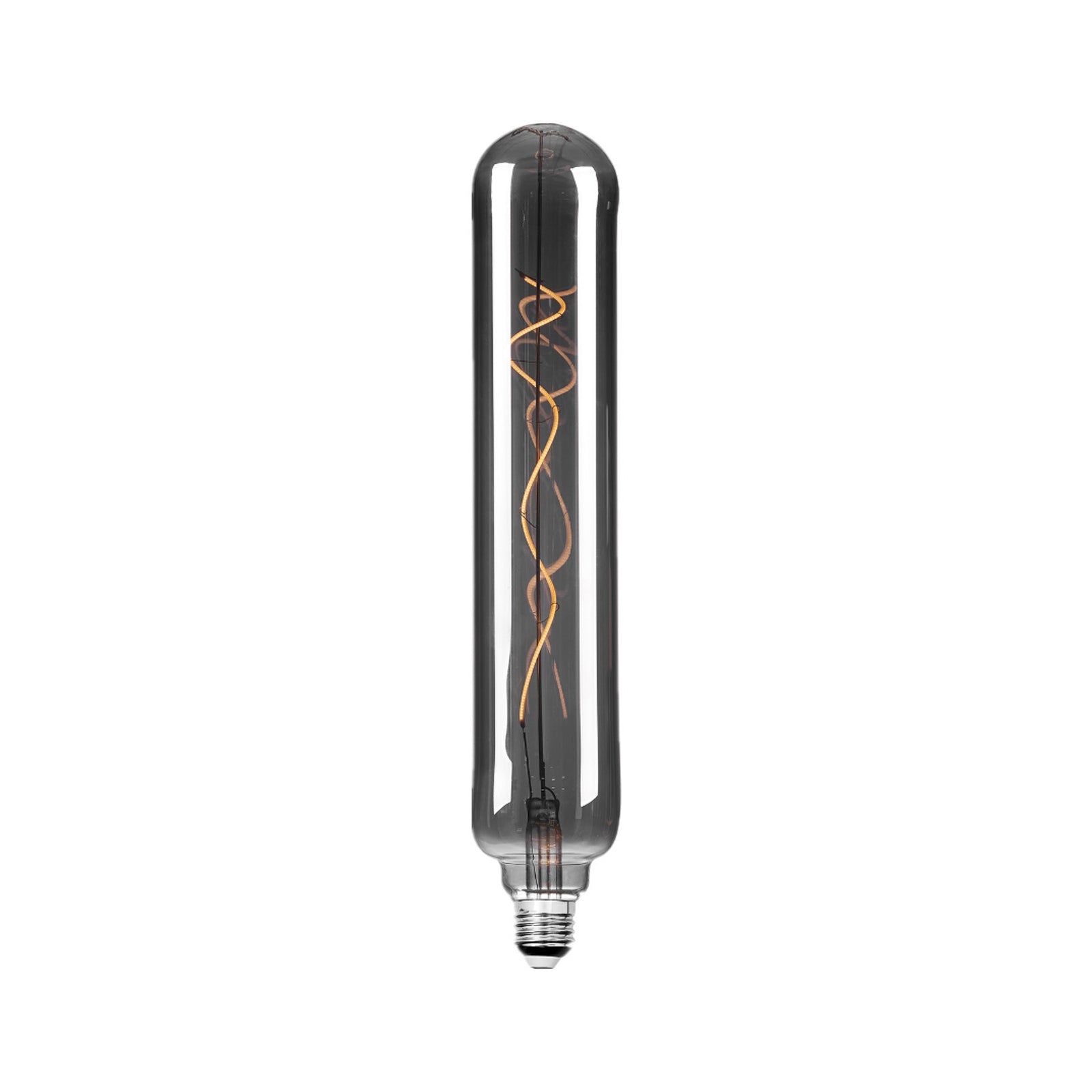LED rørpære E27 4W 1800K dimbar titanium Ø6 cm - Lucande forfra