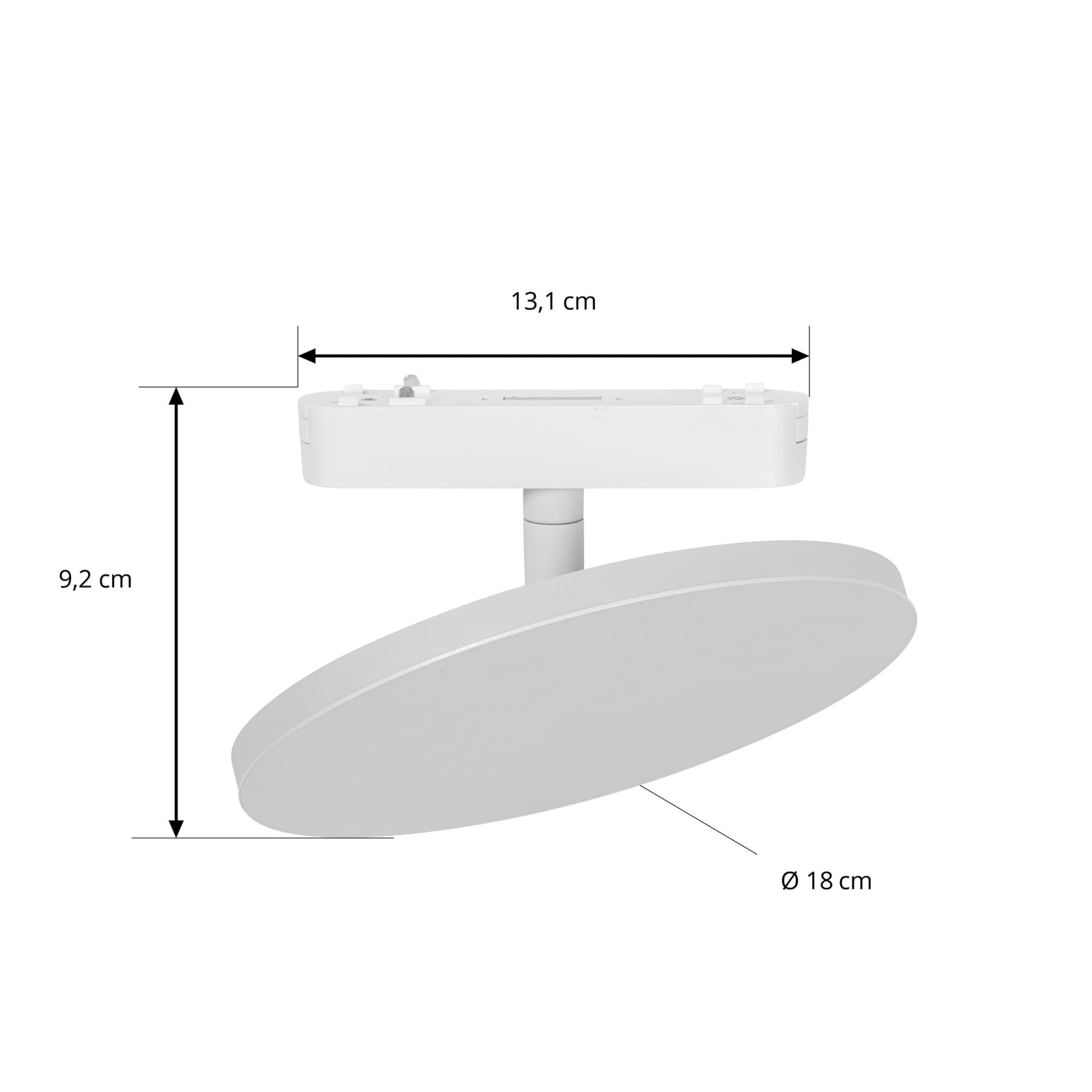 LED-skinnelampe 48V Lumaro dimbar hvit Ø18 cm nærbilde av skinnesystem