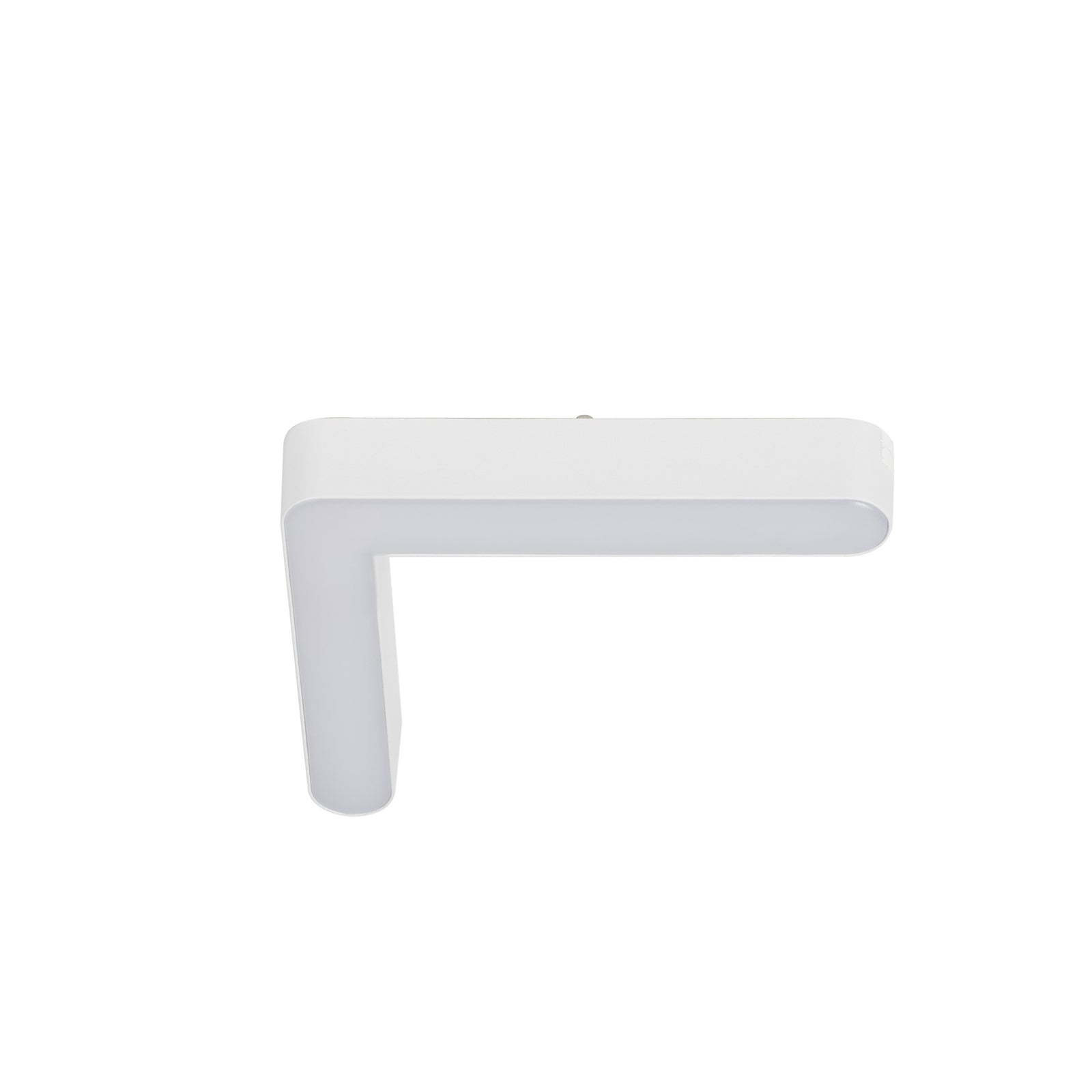 LED-skinnelampe 48V Lumaro hvit L-form 10W dimbar CCT montert i rom