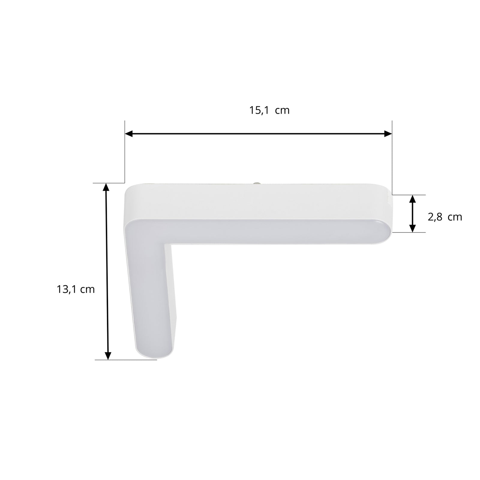 LED-skinnelampe 48V Lumaro hvit L-form 10W dimbar CCT nærbilde av LED-lys
