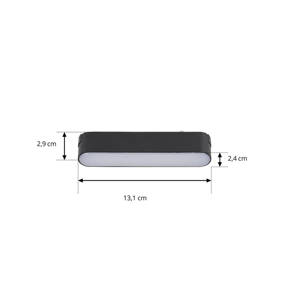 Detalj av LED-skinnelampe 48V Lumaro svart 5W plast dimbar CCT