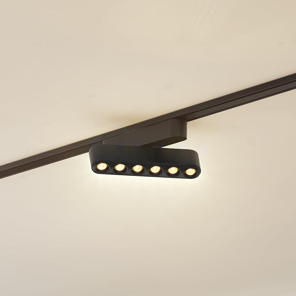 LED-skinnelampe 48V Lumaro svart 6-punkts dimbar CCT forfra