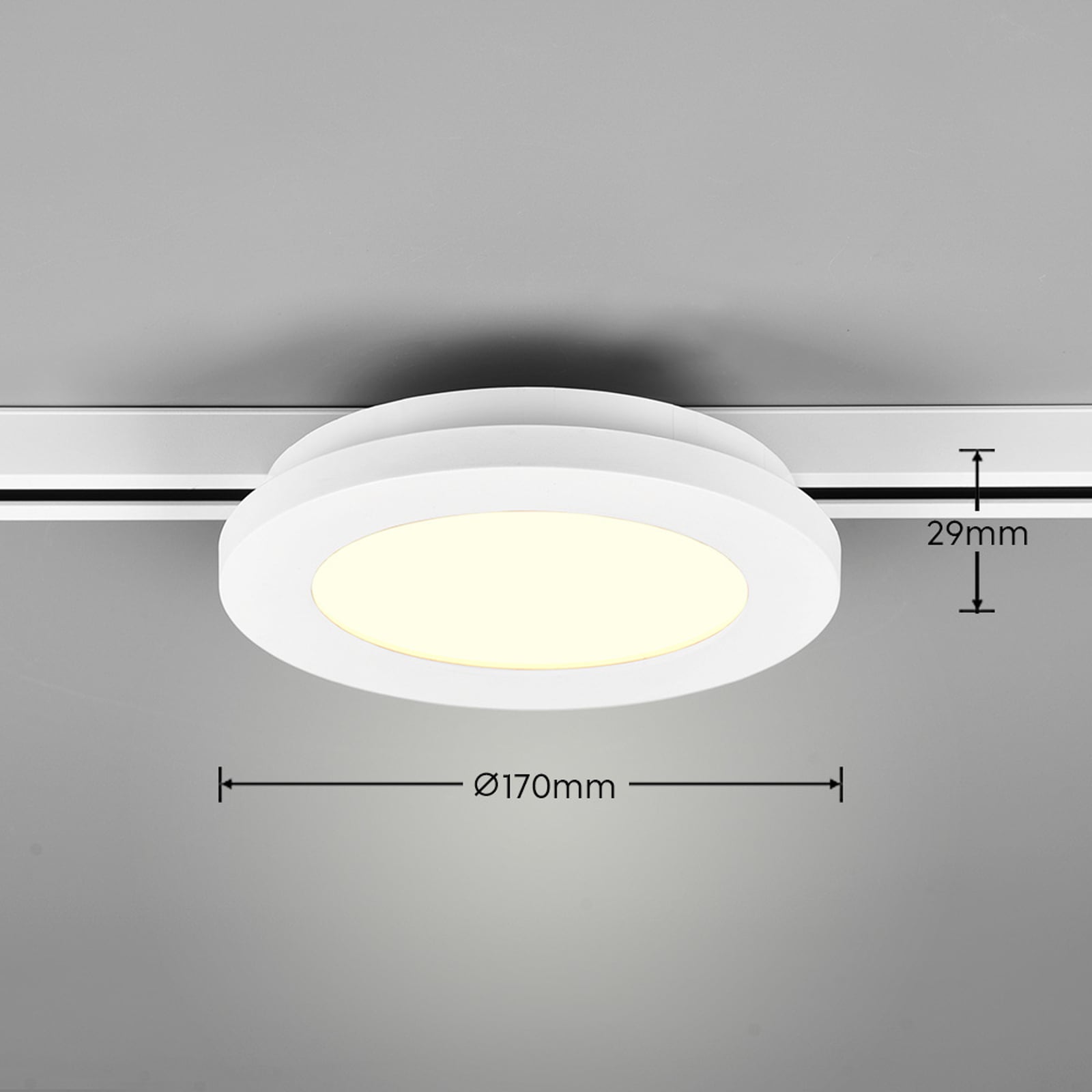 LED skinnelampe Camillus DUOline dimbar hvit Ø17 cm nærbilde