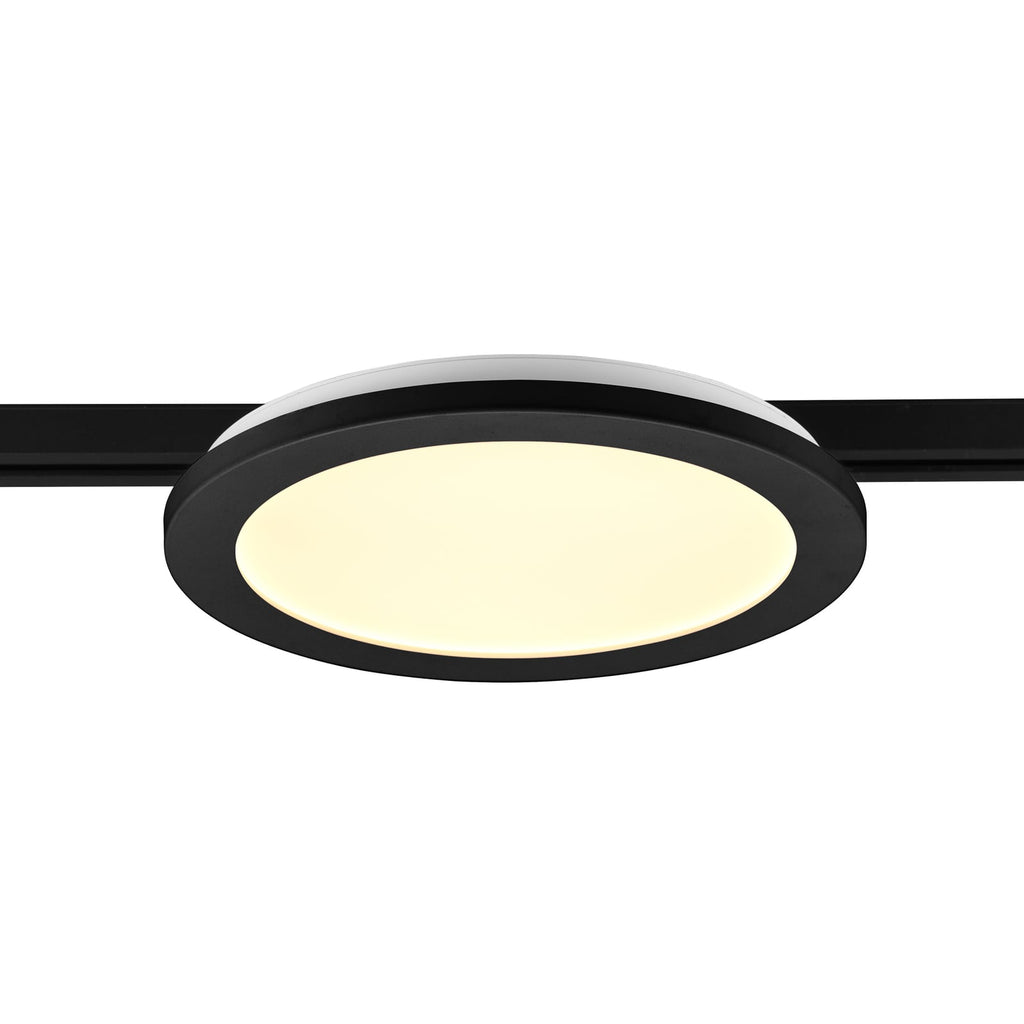 LED skinnelampe Camillus DUOline dimbar svart Ø26 cm forfra