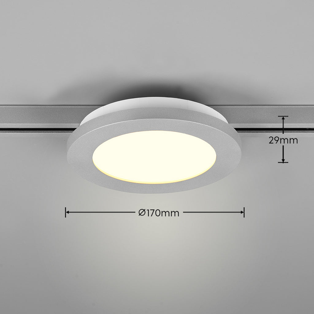 LED skinnelampe Camillus DUOline dimbar titan Ø17 cm detalj