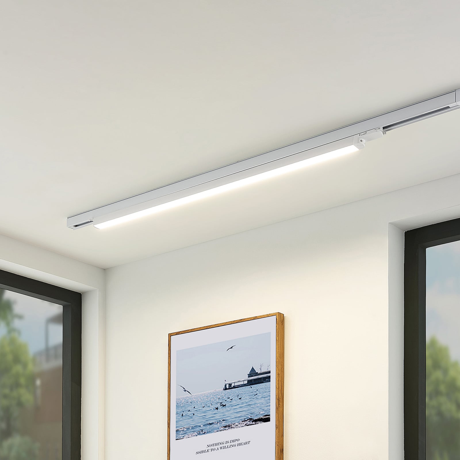 LED-skinnelampe Harlow hvit 109 cm forfra