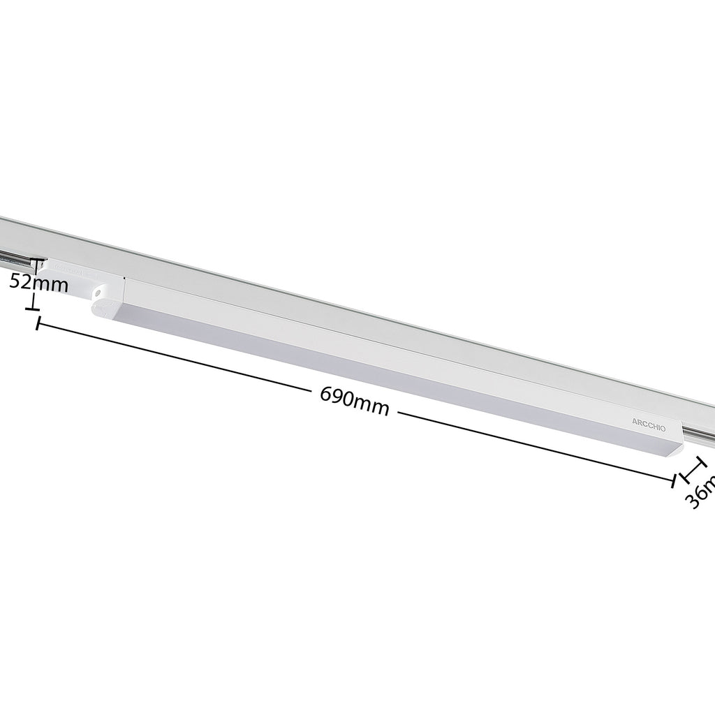 LED-skinnelampe Harlow hvit 3-fase 69 cm montert i skinnesystem