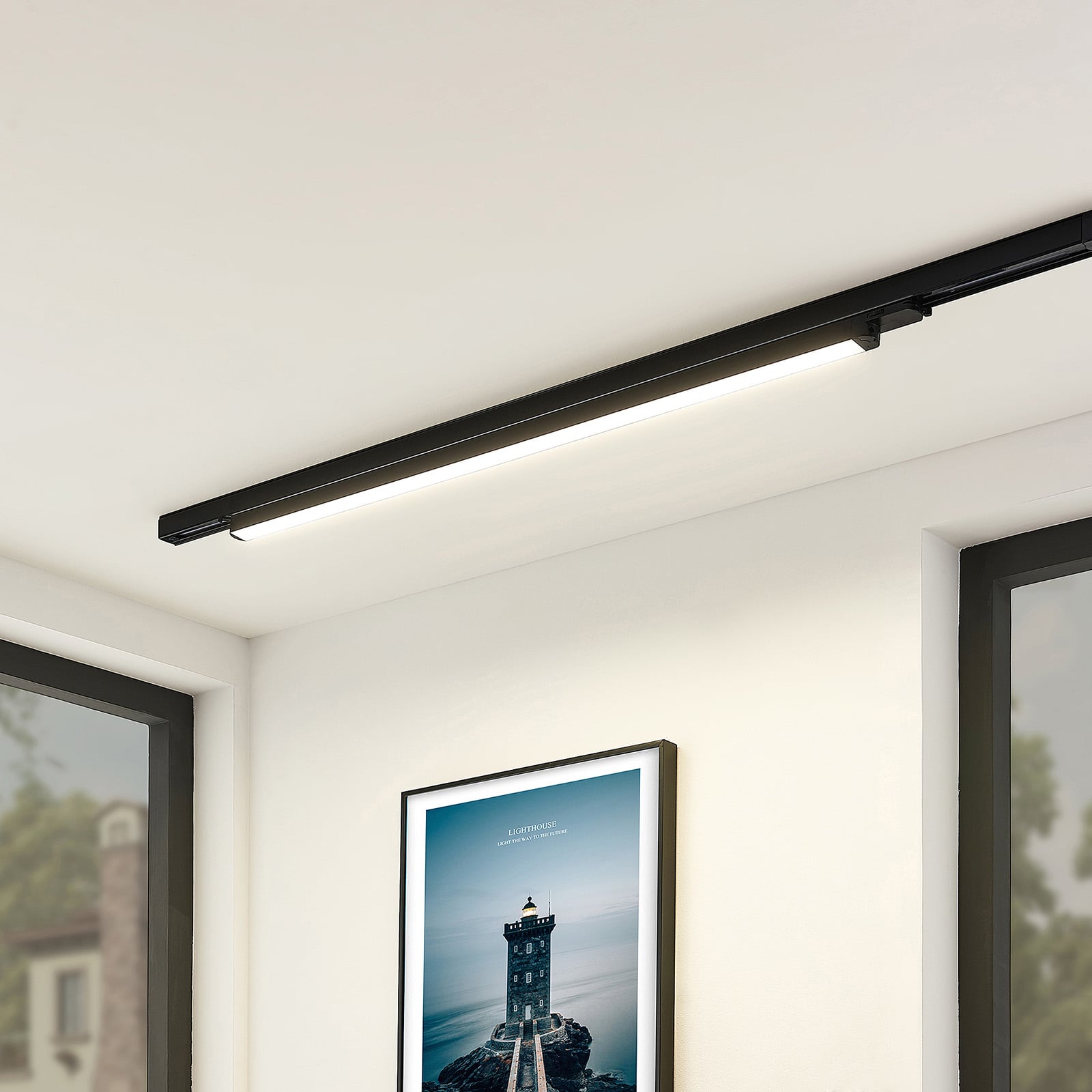 LED-skinnelampe Harlow svart 3-fase 109 cm forfra