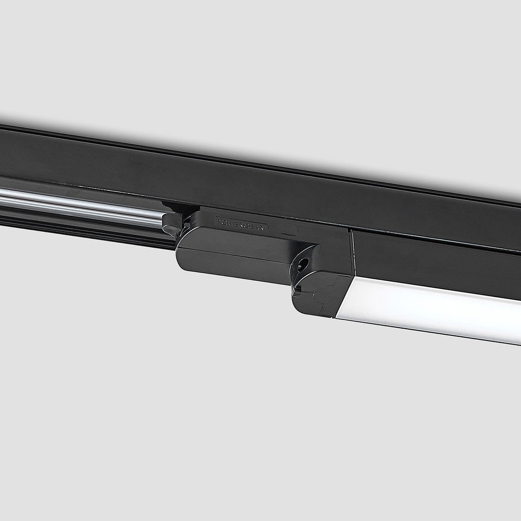 LED-skinnelampe Harlow svart 3-fase 109 cm lys i bruk