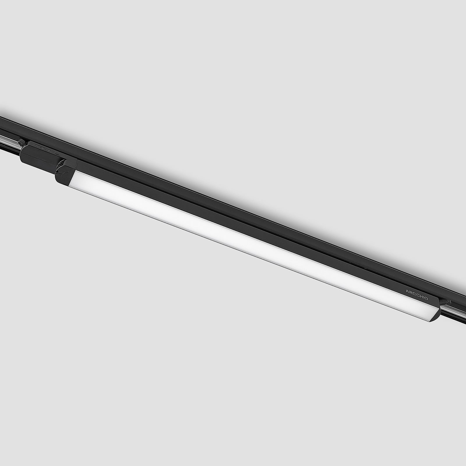 LED-skinnelampe Harlow svart sideprofil
