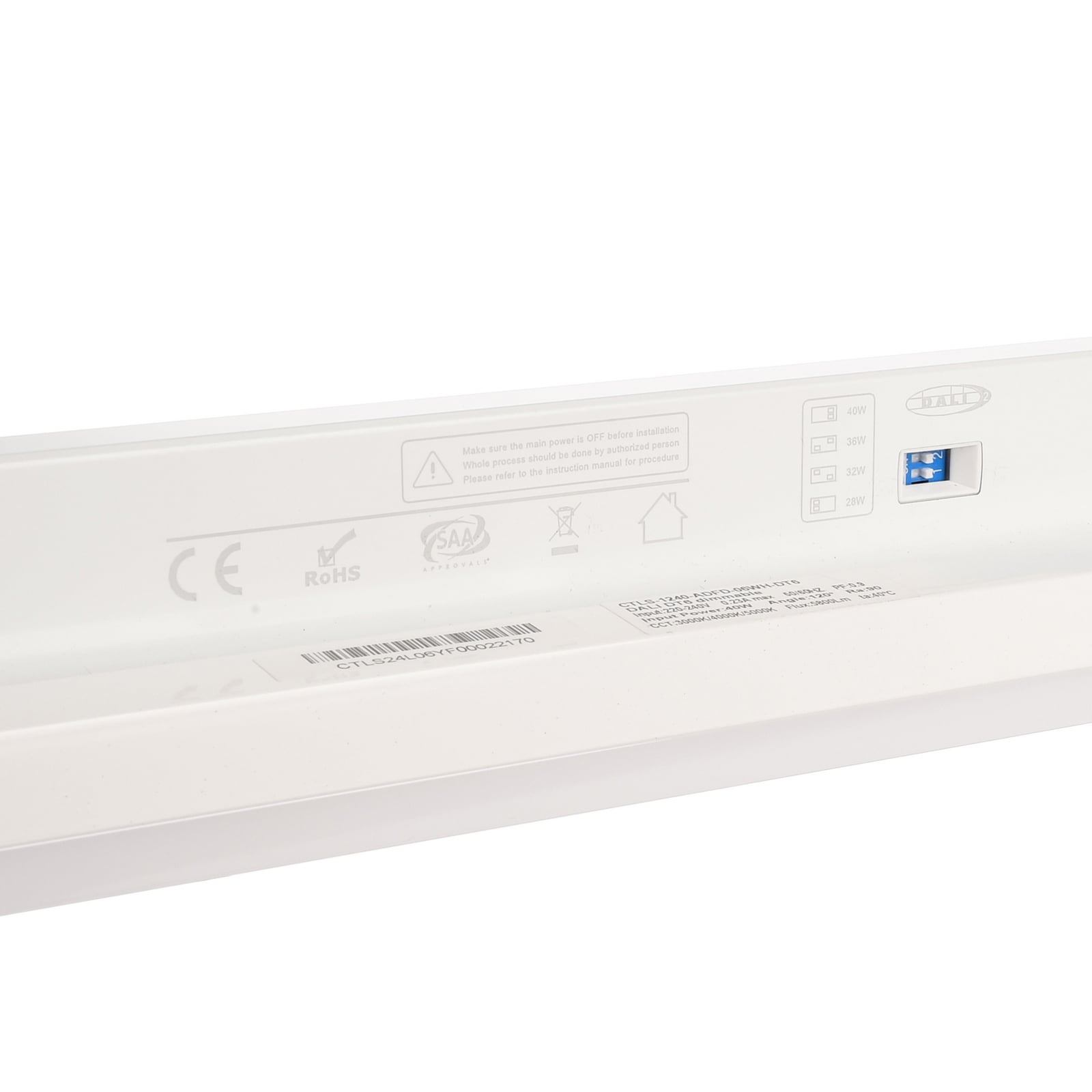 Detaljbilde av LED-skinnelampe LINEAR PRO hvit CCT 120 cm