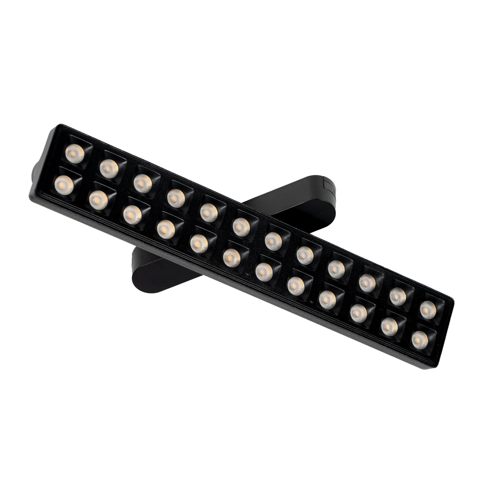 LED-skinnelampe Lumaro 48V dimbar CCT svart 26 cm 20W med fokus på lampehode
