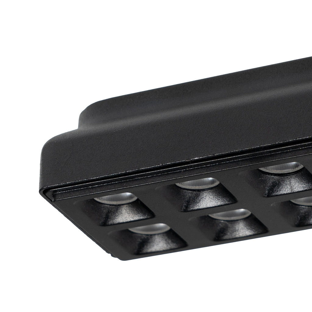 LED-skinnelampe Lumaro 48V dimbar CCT svart 26 cm 20W montert på skinnesystem