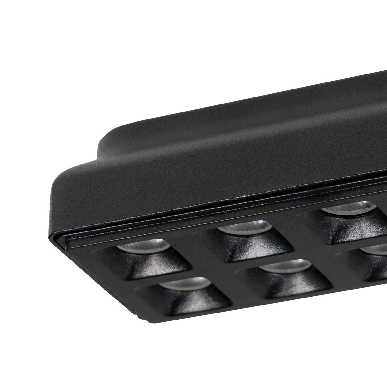 LED-skinnelampe Lumaro 48V dimbar CCT svart 26 cm 20W montert på skinnesystem