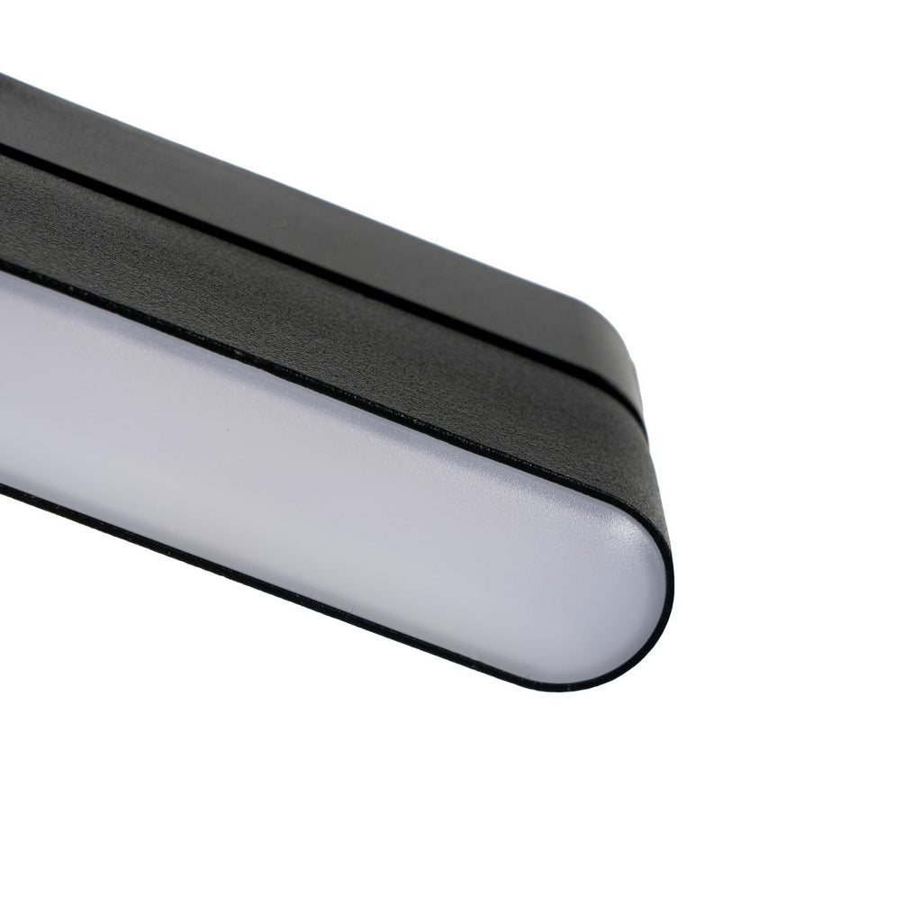 LED-skinnelampe Lumaro 48V svart 5W dimbar CCT dreibar sett fra siden
