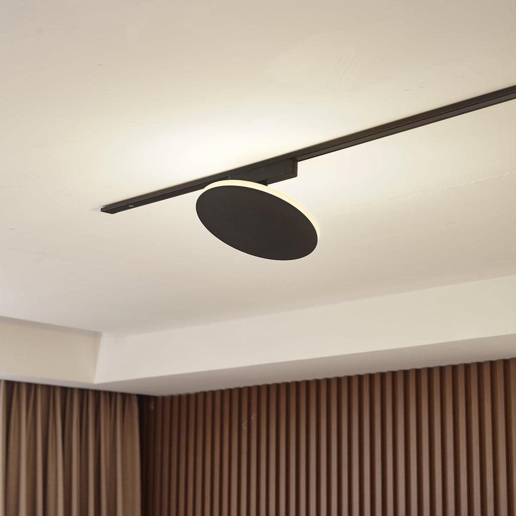LED-skinnelampe Lumaro 48V svart aluminium Ø18 cm bakside