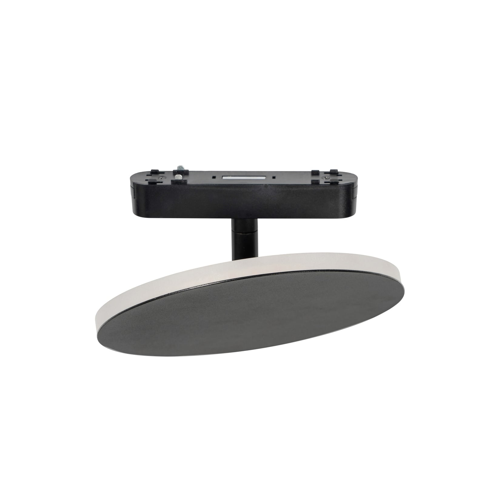 LED-skinnelampe Lumaro 48V svart aluminium Ø18 cm montert i tak