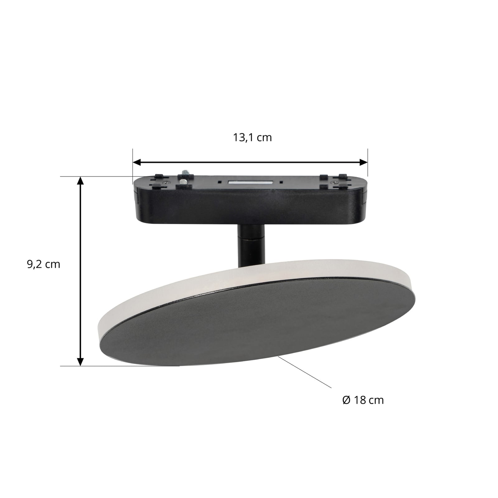 LED-skinnelampe Lumaro 48V svart aluminium Ø18 cm nærbilde