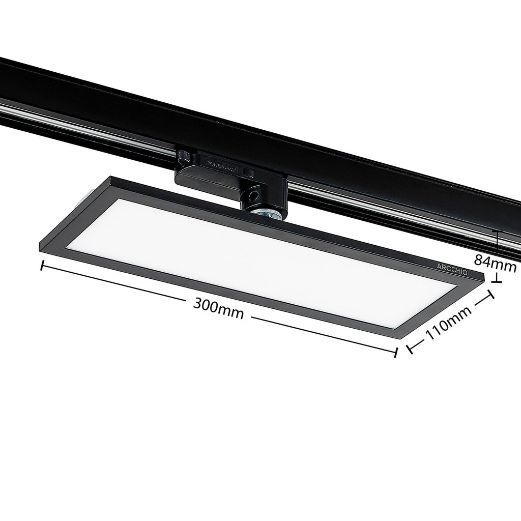 Sidevisning av LED skinnepanel Hairis 30 cm i svart