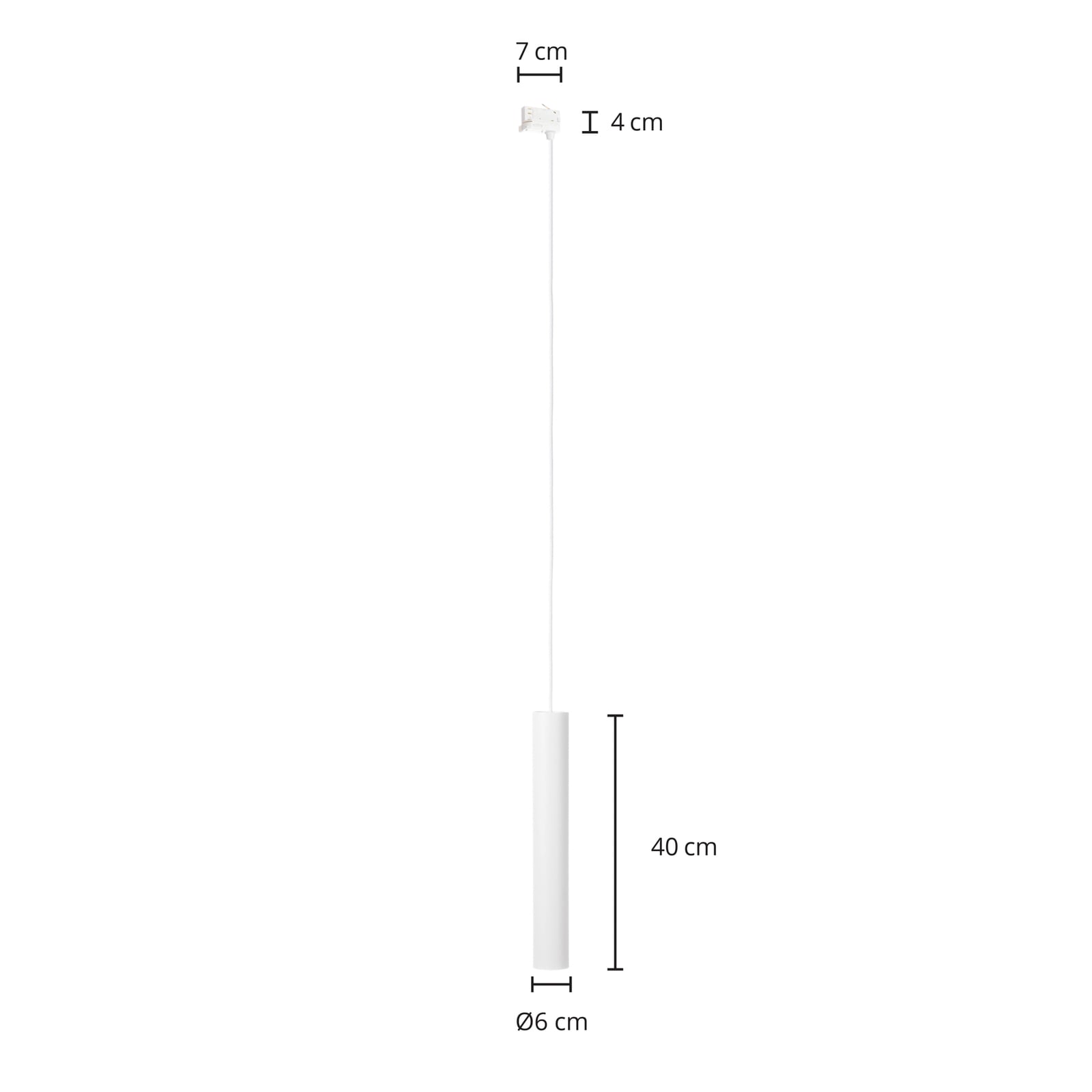 LED skinnependellampe Ejona hvit dimbar Ø6 cm detalj av skjerm
