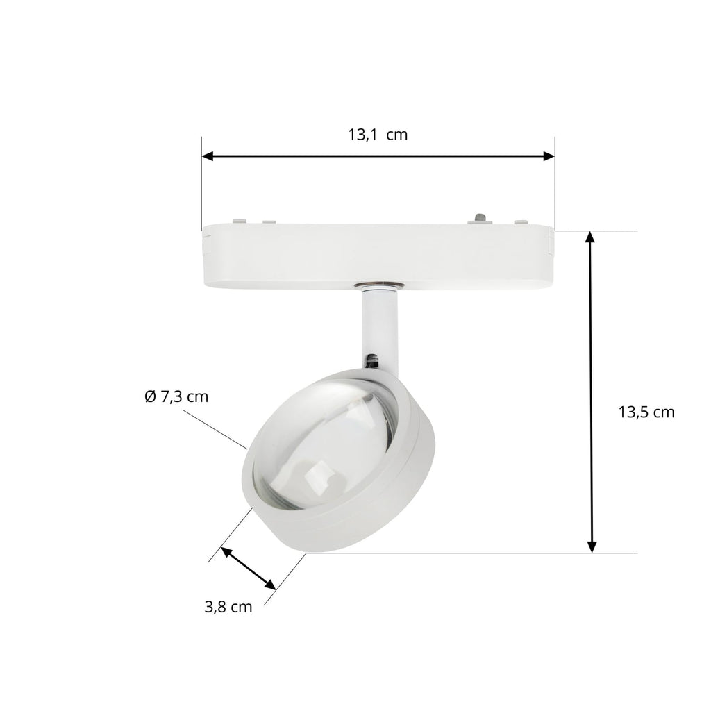 LED-skinnespot 48V Lumaro dimbar hvit nærbilde av justering