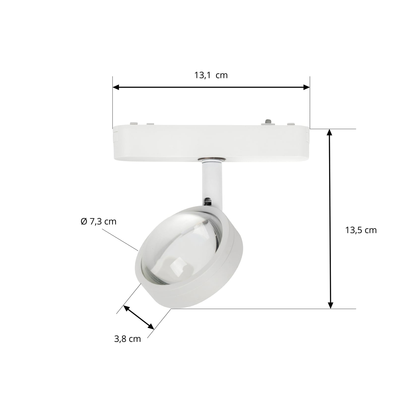 LED-skinnespot 48V Lumaro dimbar hvit nærbilde av justering