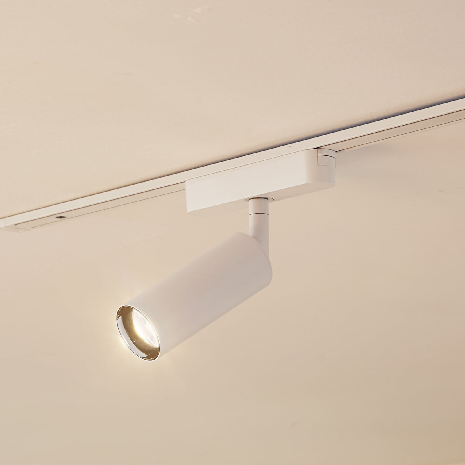 LED-skinnespot 48V Lumaro dimbar hvit Ø4 cm aluminium CCT forfra