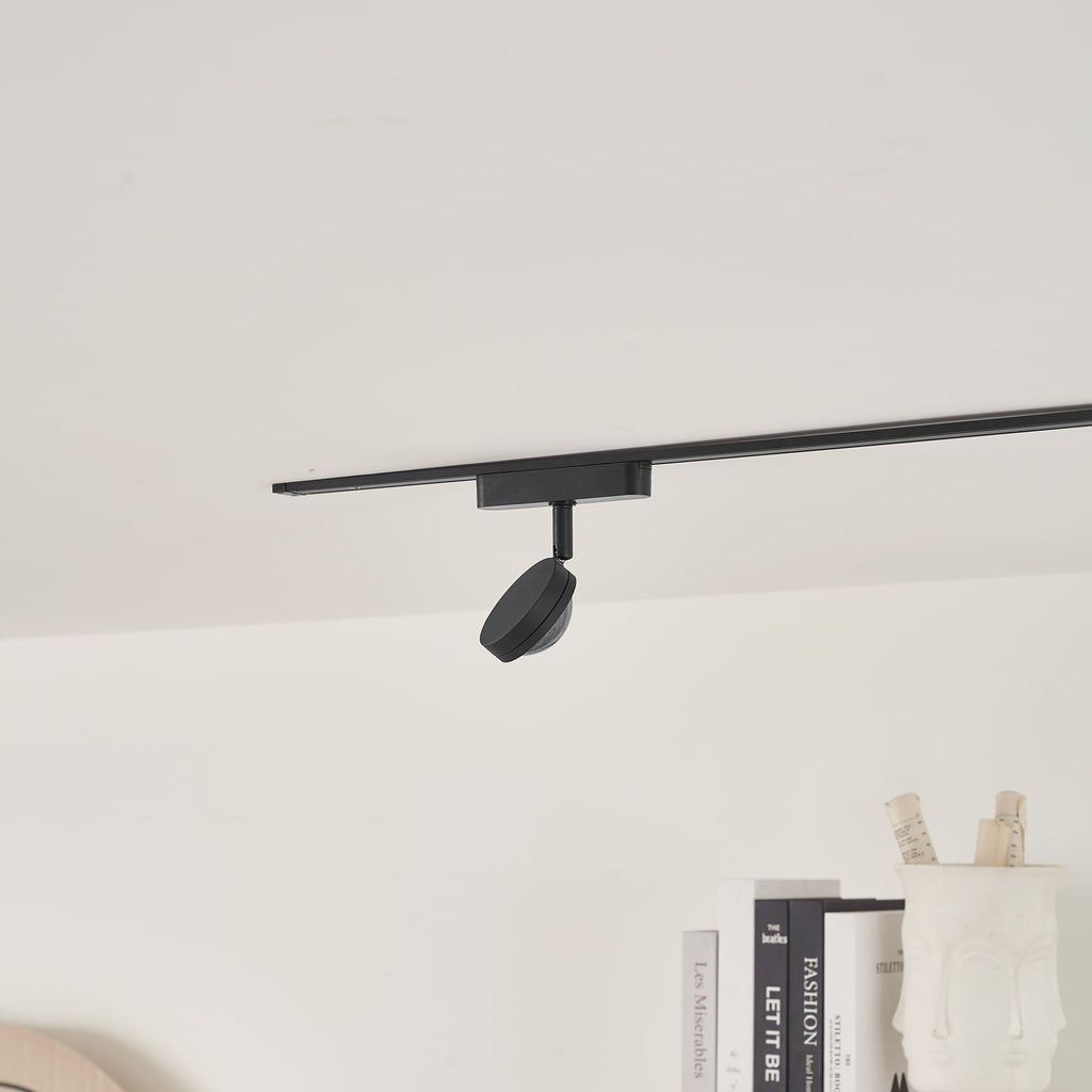 LED-skinnespot 48V Lumaro dimbar svart Ø7,3 cm detalj av lampehode