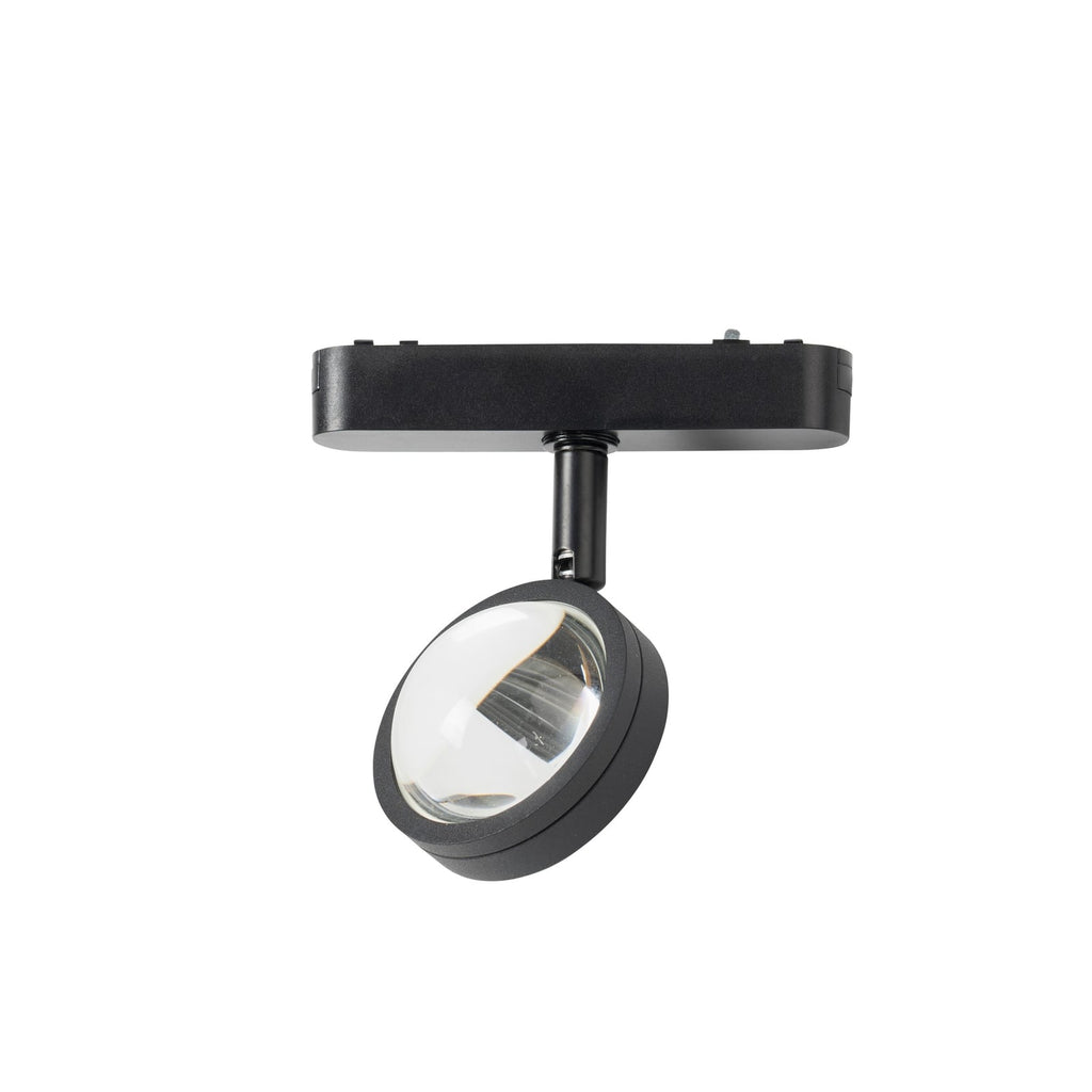 LED-skinnespot 48V Lumaro dimbar svart Ø7,3 cm montert i tak