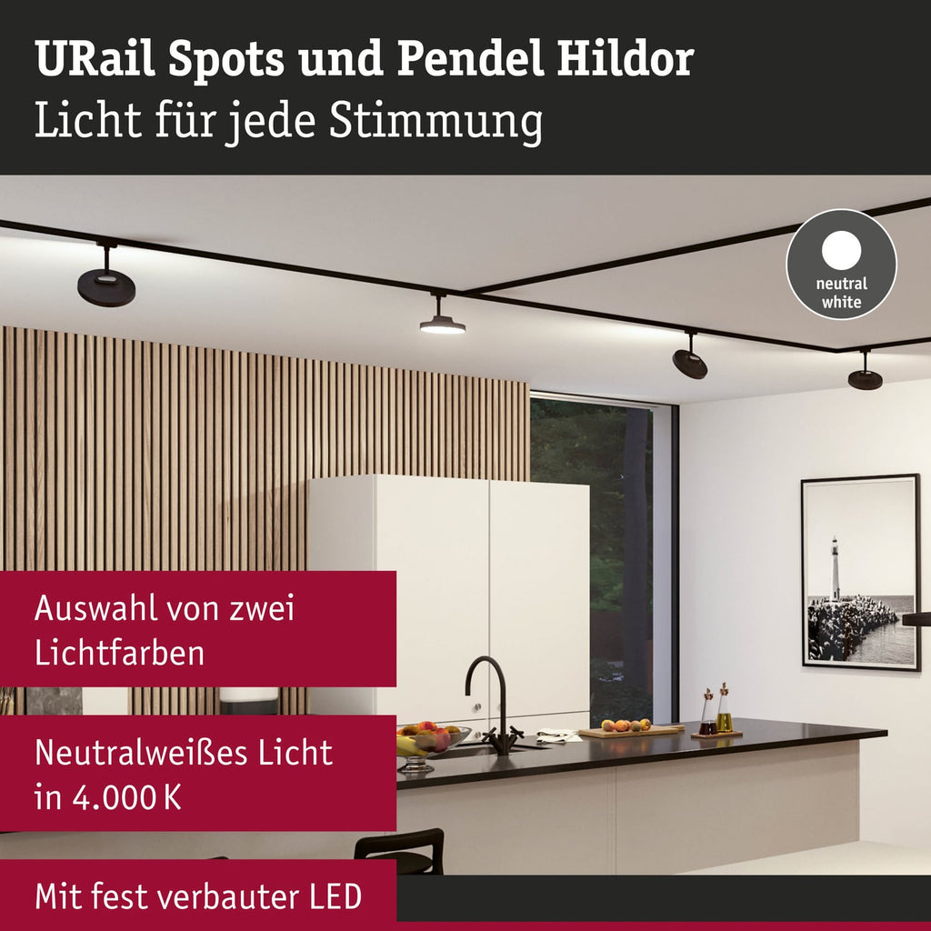 LED skinnespot Hildor URail 15W dimbar svart 4000K Paulmann vinkel