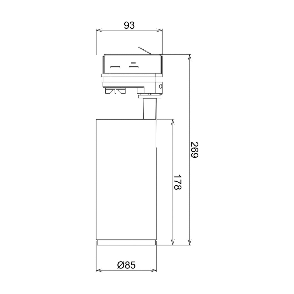 LED skinnespot Lucea 3-fase dimbar svart 20W CRI90 bakside