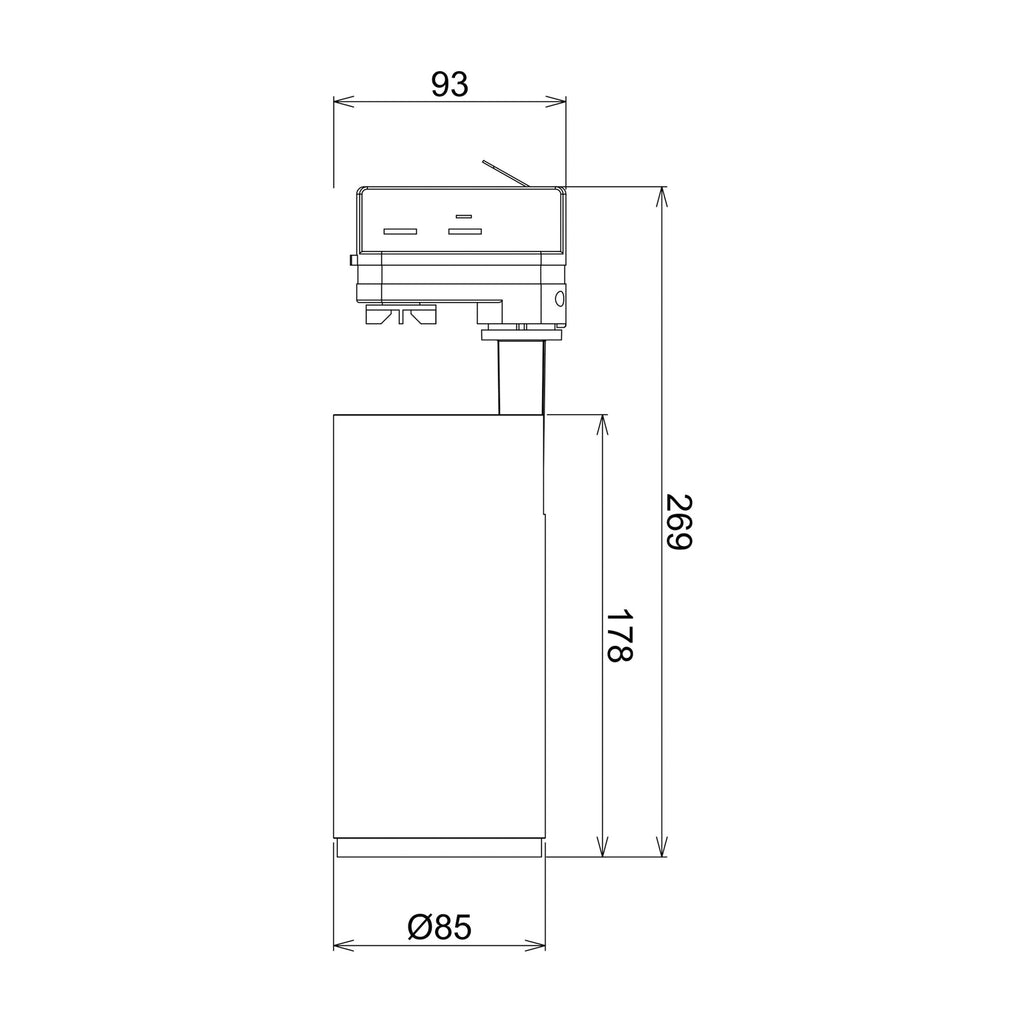 LED skinnespot Lucea 3-fase dimbar hvit 15W CRI90 bakside