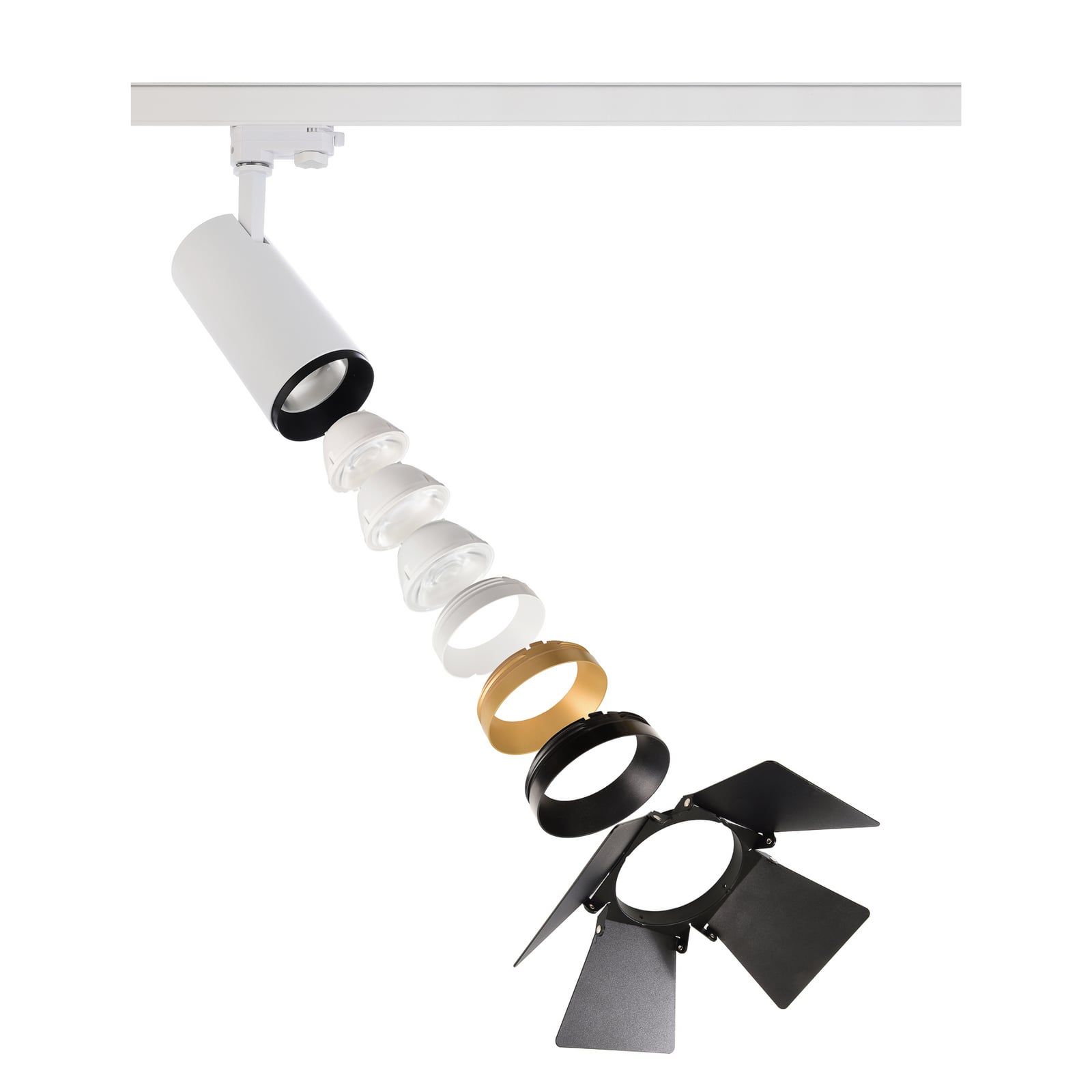 LED skinnespot Lucea 3-fase dimbar hvit 15W CRI90 nærbilde av bryter