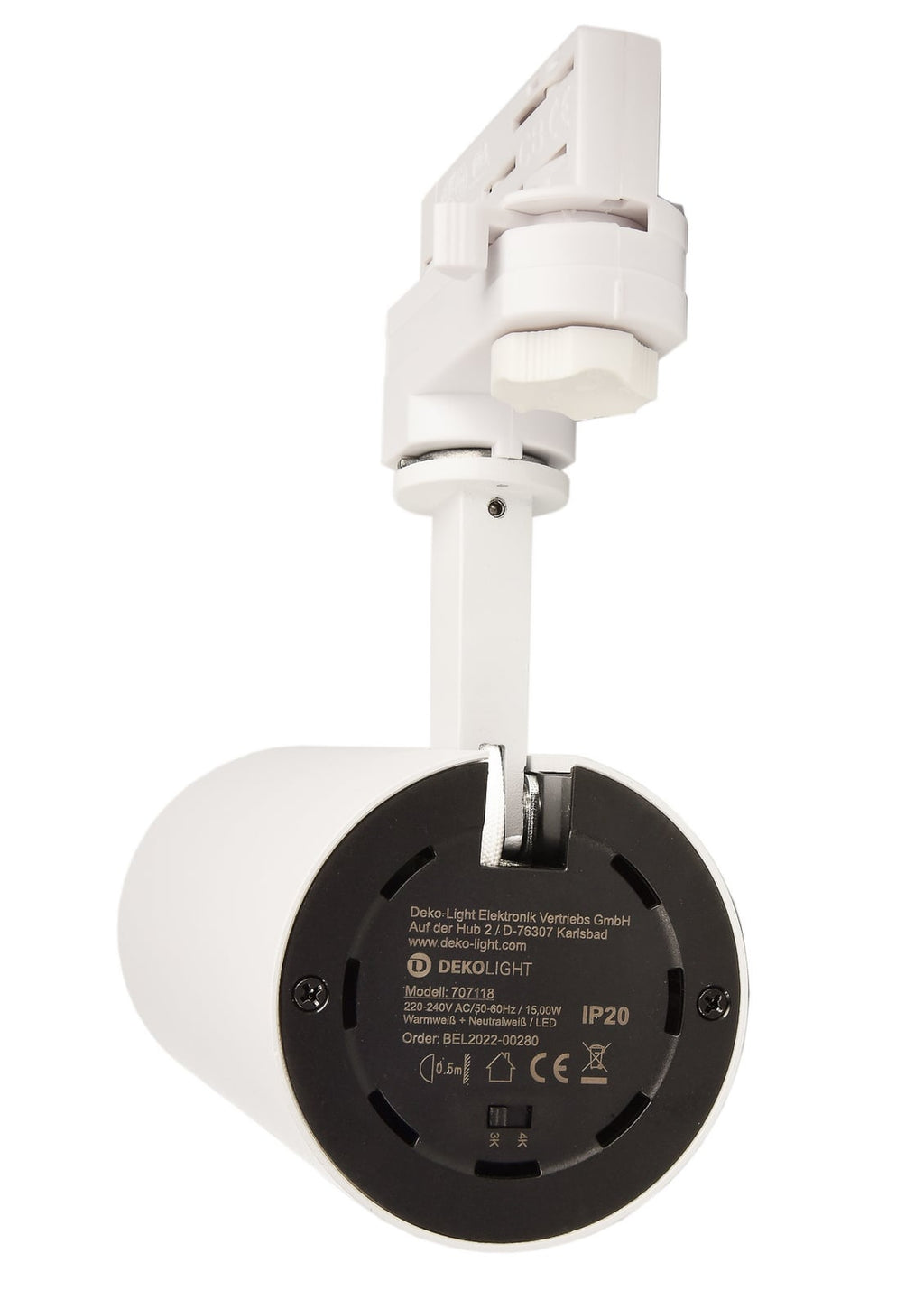 LED skinnespot Lucea 3-fase dimbar hvit 15W CRI90 sideprofil