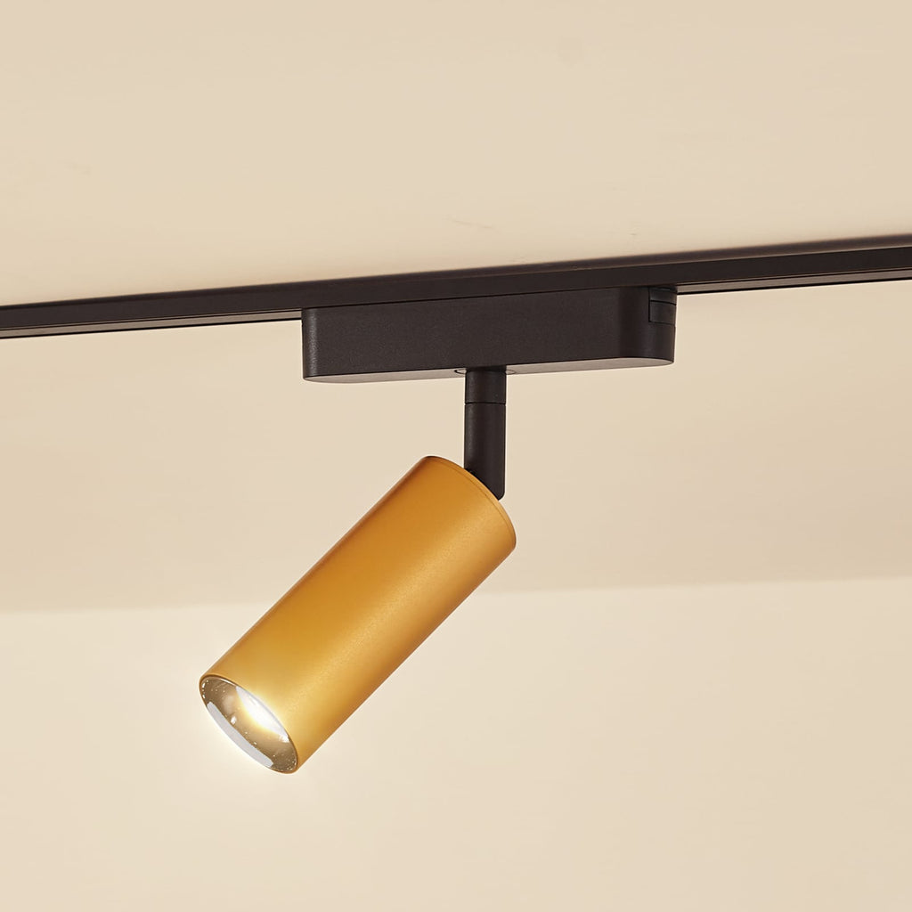 LED-skinnespot Lumaro 48V gull Ø4 cm dimbar CCT forfra