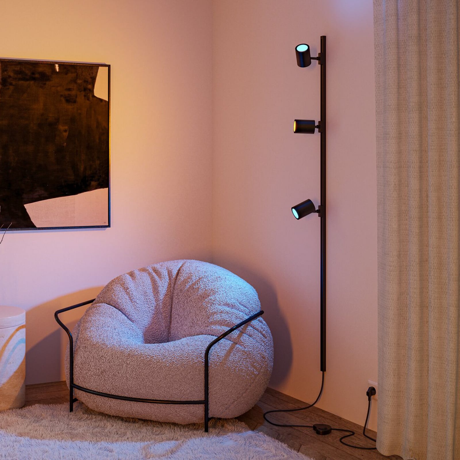 Detalj av LED skinnespot Luxe URail Zigbee GU10 RGB CCT svart matt
