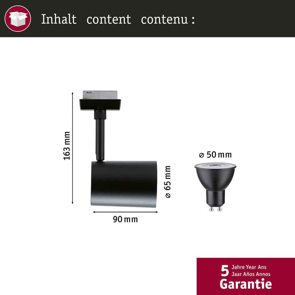 Skinnespot Luxe URail Zigbee GU10 RGB CCT svart matt med dimmer