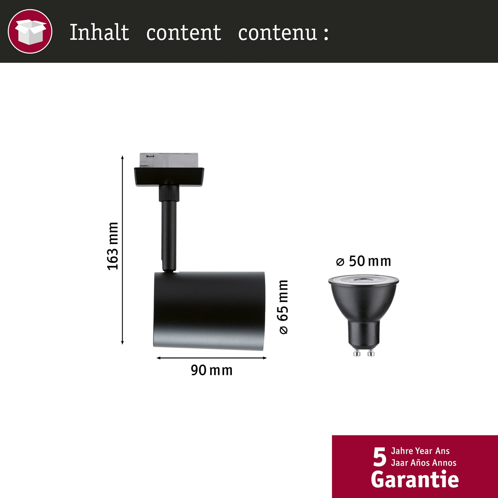Skinnespot Luxe URail Zigbee GU10 RGB CCT svart matt med dimmer