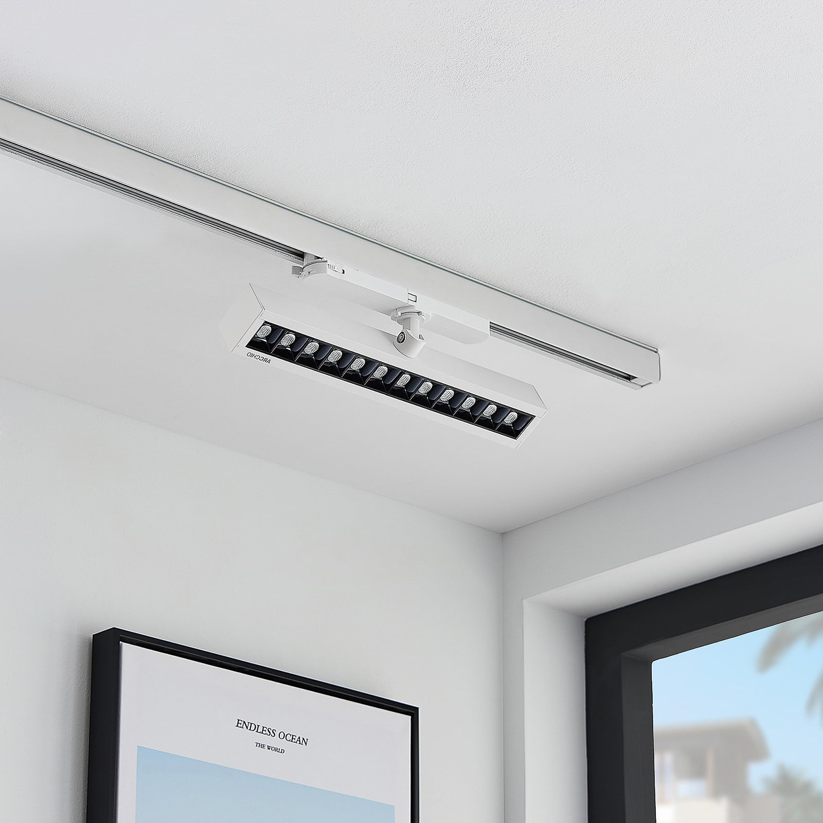 LED skinnespot Millay 3-fase svingbar hvit 26W 4000K detalj av svingledd