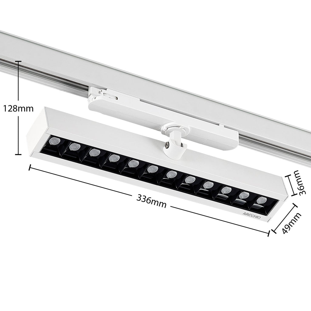 LED skinnespot Millay 3-fase svingbar hvit montert i rom