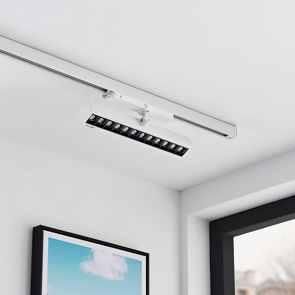 LED skinnespot Millay 3-fase svingbar hvit nærbilde av feste