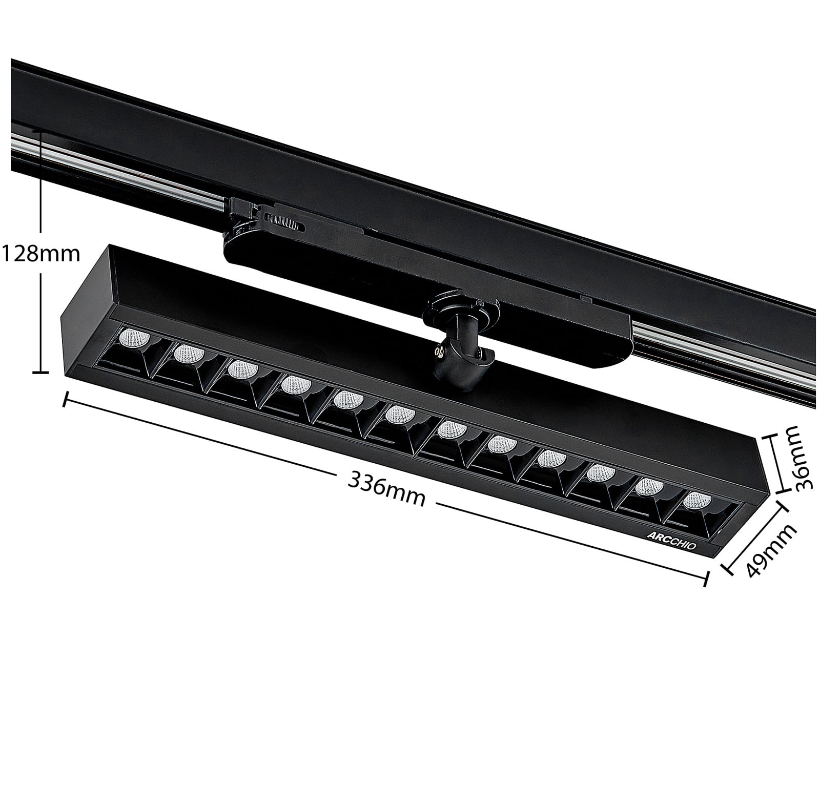 LED skinnespot Millay svart svingbar 4000K 26W justerbar vinkel