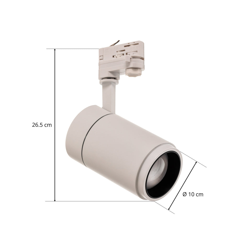 Nærbilde av LED skinnespot Nanna hvit 3000K 27W 3-fase aluminium