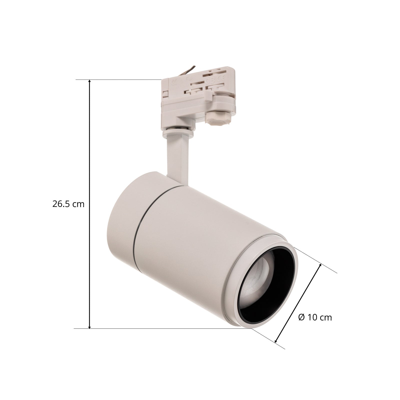 Nærbilde av LED skinnespot Nanna hvit 3000K 27W 3-fase aluminium