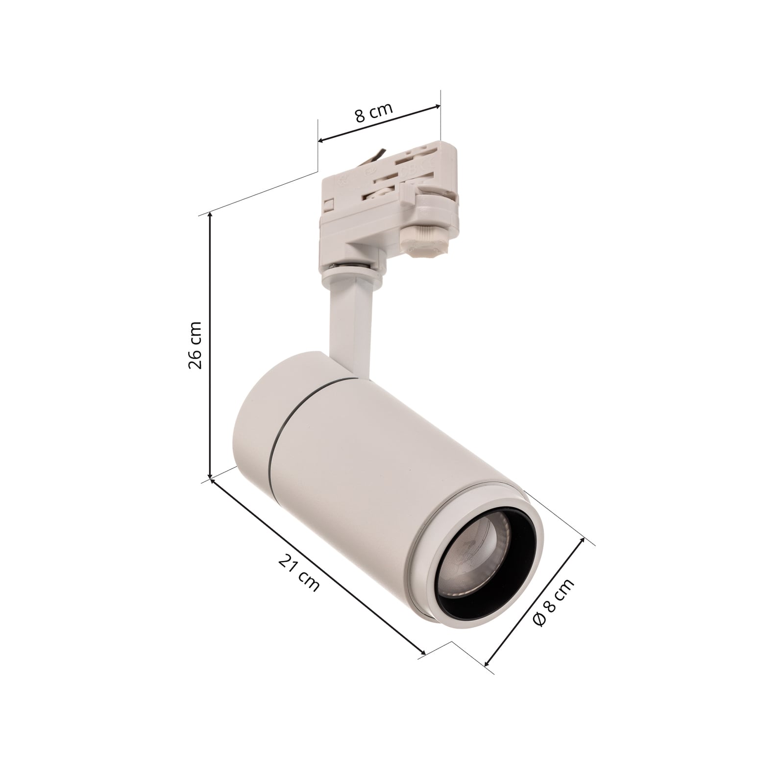 LED skinnespot Nanna hvit 4000K 21W justerbar vinkel detaljbilde av materiale
