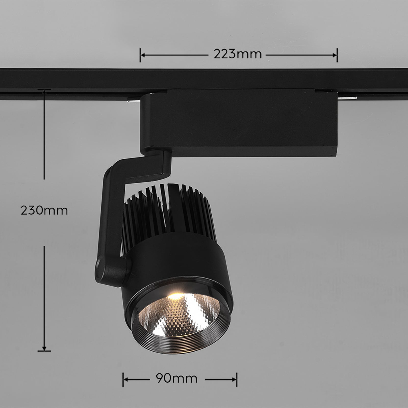 Detalj av LED skinnespot Radiator DUOline svart matt CCT 15W