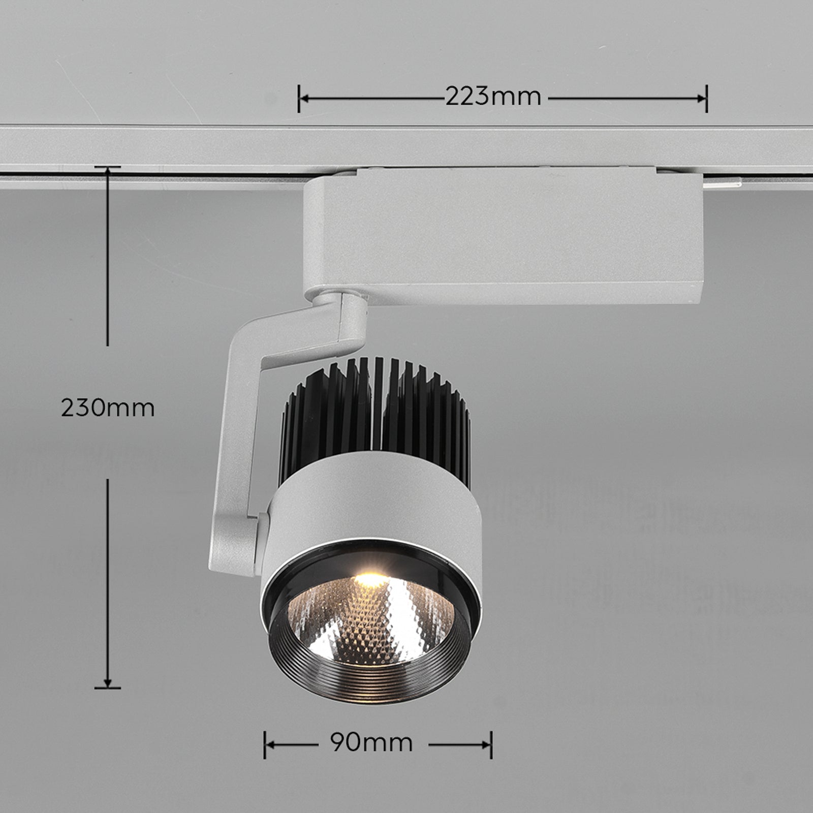 Detaljbilde av LED skinnespot Radiator for DUOline dimbar CCT titan matt