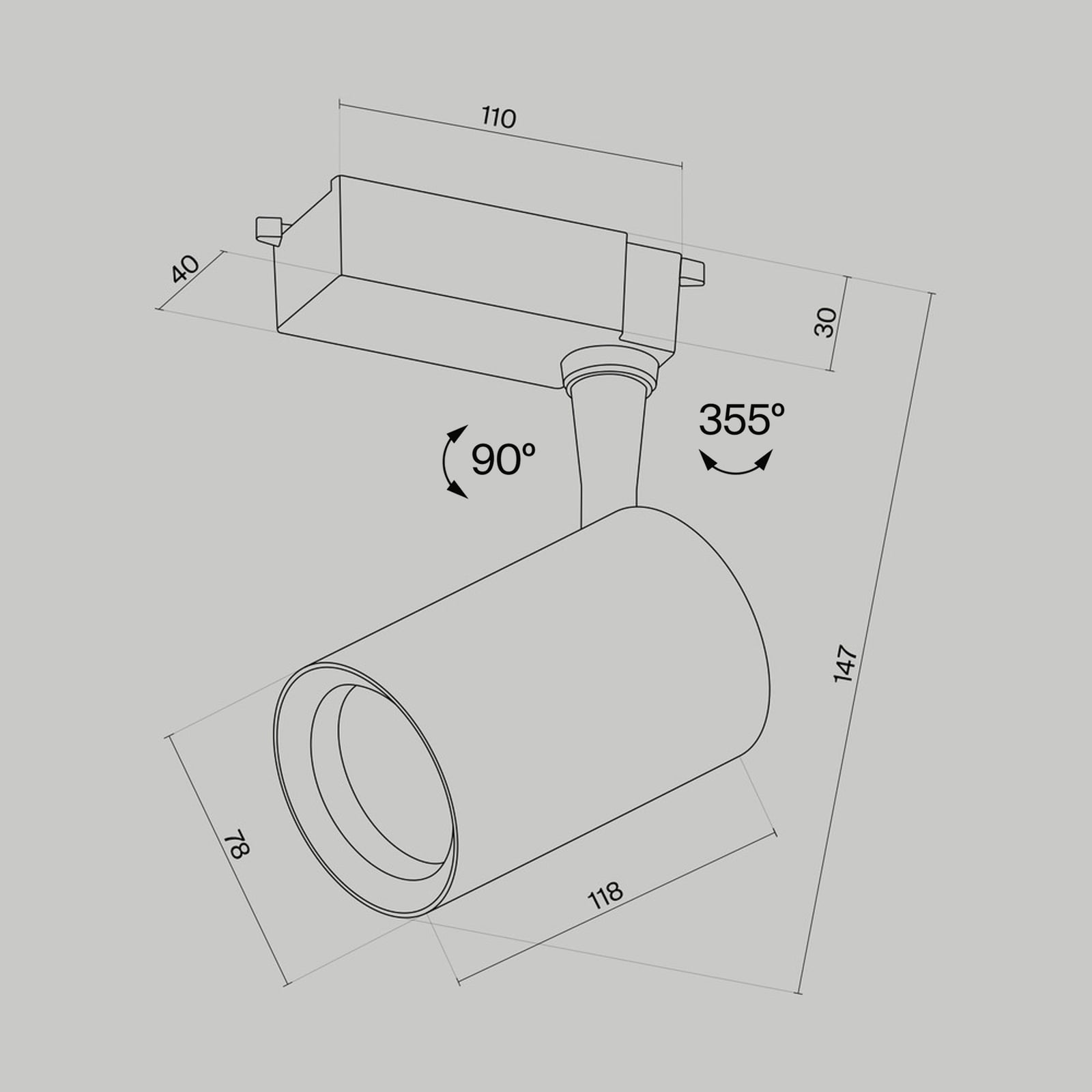 LED-skinnespot Vuoro Unity svart 4000K 10W detalj