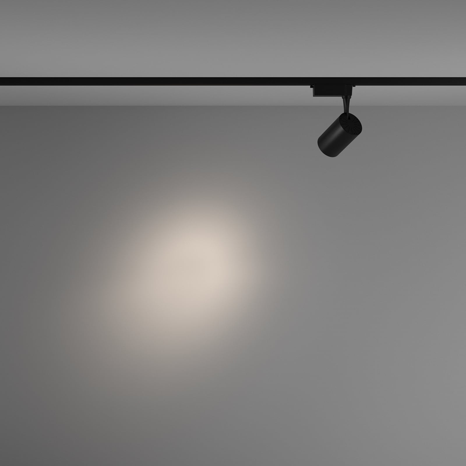 LED-skinnespot Vuoro Unity svart 4000K 10W montert på skinnesystem